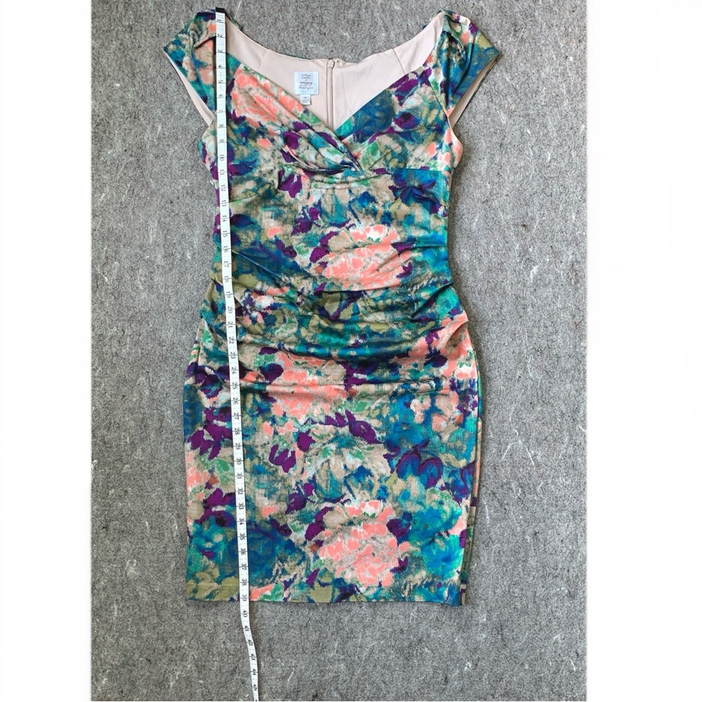 watercolor floral print fitted dress by Suzi Chin for Maggy Boutique - Picture 15 of 17